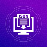 json Datei herunterladen Symbol mit Computer, Vektor