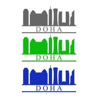 Doha-Skyline auf weißem Hintergrund dargestellt vektor