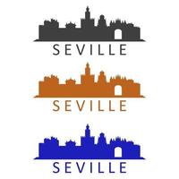 Skyline von Sevilla auf weißem Hintergrund dargestellt vektor