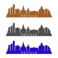 Skyline von Sevilla auf weißem Hintergrund dargestellt vektor