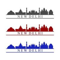 New Delhi skyline illustrerad på vit bakgrund vektor