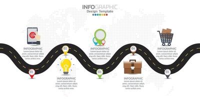 Infografiken-Timeline-Design-Vorlage mit Symbolen und Beschriftung. vektor