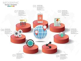 Infografiken-Timeline-Design-Vorlage mit Symbolen und Beschriftung. vektor