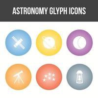 einzigartiger Astronomie-Glyphen-Vektor-Icon-Set vektor