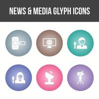 unika nyheter och media vektor ikonuppsättning