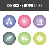 einzigartiger Chemie-Glyphen-Vektor-Icon-Set vektor