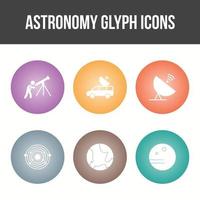 einzigartiger Astronomie-Glyphen-Vektor-Icon-Set vektor