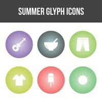 einzigartiger Sommer-Glyphen-Vektor-Icon-Set vektor