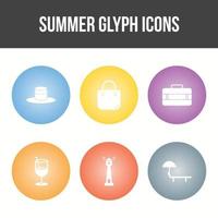 einzigartiger Sommer-Glyphen-Vektor-Icon-Set vektor