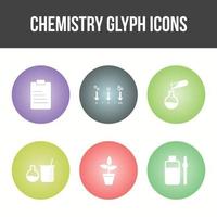 einzigartiger Chemie-Glyphen-Vektor-Icon-Set vektor