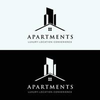 logotyp design för en modern och lyxig lägenhet byggnad eller hemvistelse. logotyp för företag, verklig egendom, hotell och arkitektur. vektor