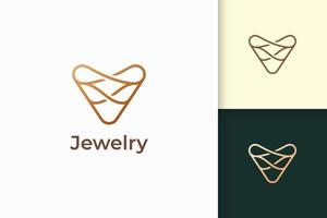 Luxuriöses Goldjuwel-Logo in Linienform repräsentiert expansiv und kostbar vektor