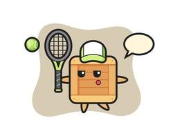 seriefigur av trälåda som tennisspelare vektor