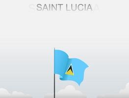 flagge von st. lucia, die unter dem weißen himmel weht vektor