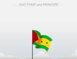 flagga av Sao Tomé och Principe som flyger under den vita himlen vektor