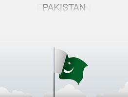 Pakistans flagga som flyger under den vita himlen vektor