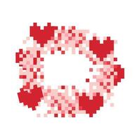 rot Pixel Herzen im ein Kranz vektor