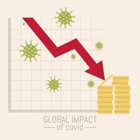 globale Auswirkungen des Covid-19-Coronavirus, finanzieller Untergang der Wirtschaft vektor