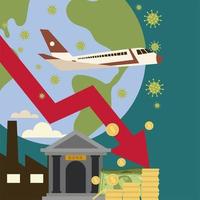 flygbolag och resebranschen ekonomiska problem i konkurs vektor