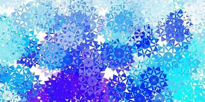 ljusrosa, blå vektorlayout med vackra snöflingor. vektor