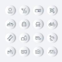 Reisen, Tourismus, Reise, Urlaub Linie Icons Pack vektor