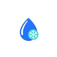Tropfen mit Schneeflocke, gefrorenes Wassersymbol auf Weiß vektor