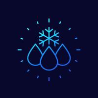 Tropfen mit Schneeflocke, Vektorsymbol für gefrorene Wasserlinie vektor
