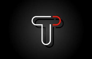 vit röd bokstav t alfabetet logotyp design ikon för företaget vektor