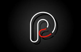 weißer roter Buchstabe p Alphabet Logo Design Icon für Unternehmen vektor