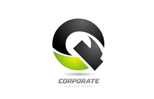 schwarzes grünes Logo Buchstabe q Alphabet Designikone für Geschäft vektor