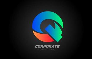 blau orange Buchstaben q Alphabet Logo Design Icon für Unternehmen vektor