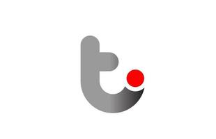 Buchstabe t Logo-Alphabet-Design-Symbol für Unternehmen grau rot vektor