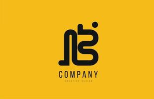 b gul svart alfabetbokstav för företagets logotypdesign vektor