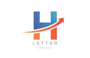 blau orange h Buchstaben Alphabet Icon Design für Firmenvorlage vektor