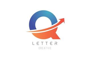 blau orange q Buchstaben Alphabet Icon Design für Firmenvorlage vektor