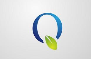 gröna blad alfabetet bokstaven q logo ikon designmall vektor