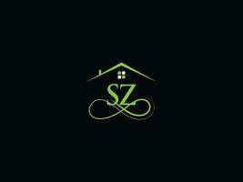 verklig egendom sz lyx logotyp, minimalistisk byggnad sz logotyp ikon för hus vektor