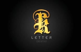 k goldenes Buchstaben-Alphabet-Design für Logo-Firmensymbol vektor