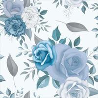 vacker blå blomma sömlösa mönster vektor