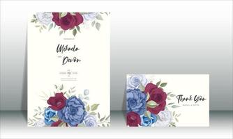 elegant bröllopsinbjudningskort med rosprydnader vektor