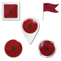 Satz von Symbolen der Nationalflagge von Marokko vektor