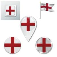 uppsättning ikoner för Englands nationella flagga vektor