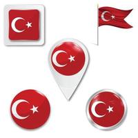 Satz von Symbolen der Nationalflagge der Türkei vektor