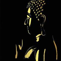 gyllene buddha med färg gyllene kantelement vektor
