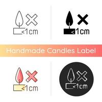 brennende Kerzen richtig manuelles Etikettensymbol vektor