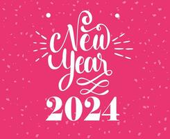 glücklich Neu Jahr 2024 Urlaub abstrakt Weiß Design Vektor Logo Symbol Illustration mit Rosa Hintergrund