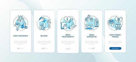 Onboarding-App-Seitenbildschirm der besten Freunde mit Konzepten vektor