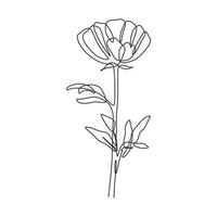 Blume eine Strichzeichnung Minimalismus kontinuierliche Lineart. vektor