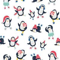 Vektor nahtlose Muster mit niedlichen Pinguinen. perfekt für Kinderdesign