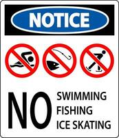 Verbot Zeichen beachten - - Nein Baden, Angeln, Eis Skaten vektor